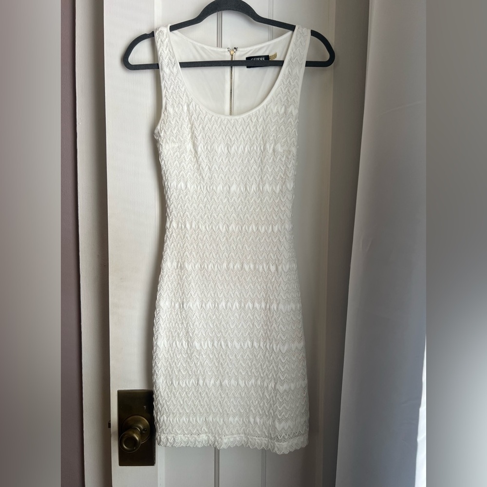 Guess White Textured Mini Dress